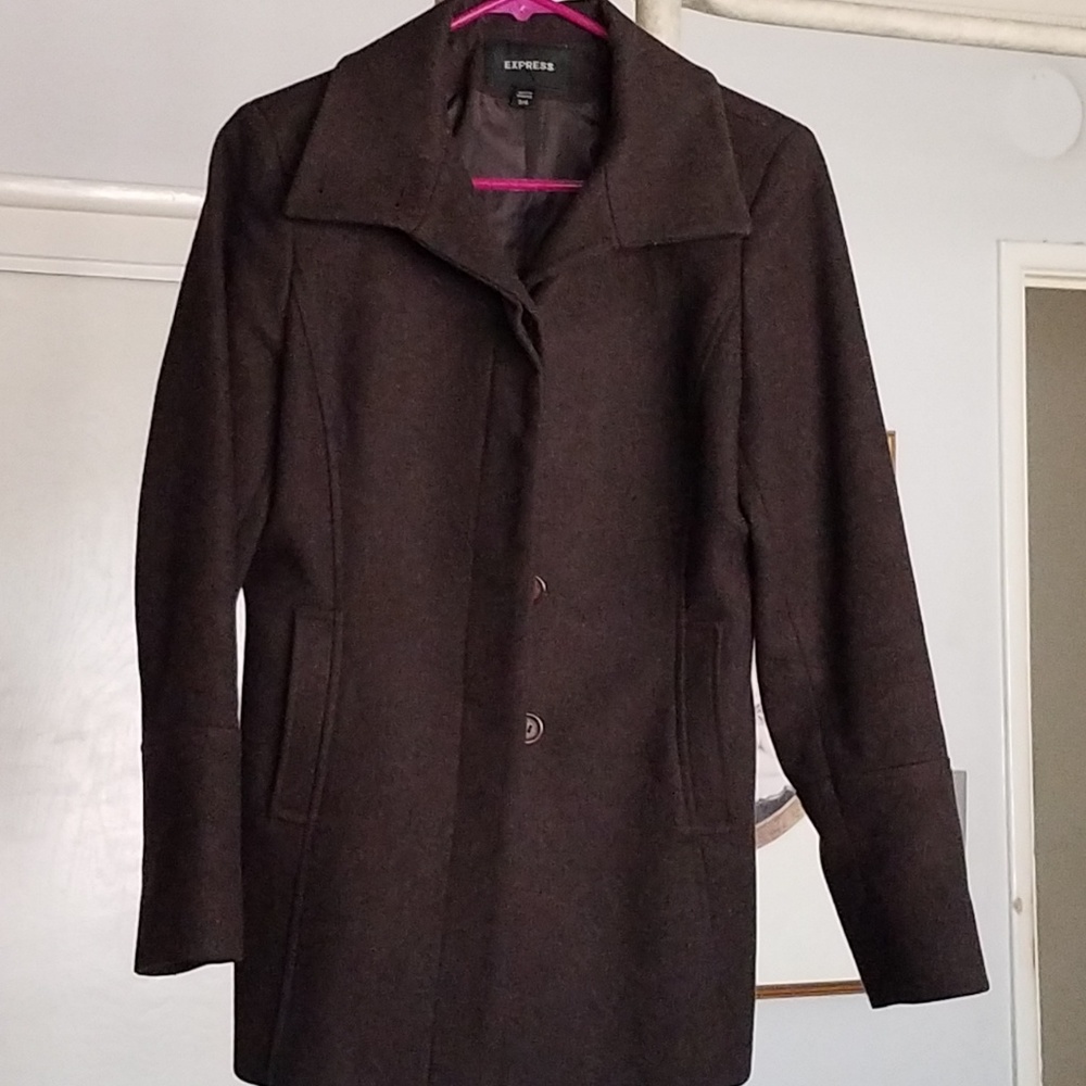 Jacket By Express , Brown 75% Wool Size 3/4